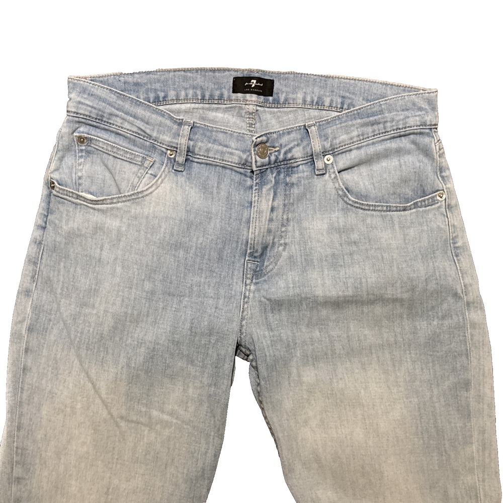 7 For All Mankind Slimmy Jeans Mens 34x29 Light Wash Slim Straight Denim Stretch
